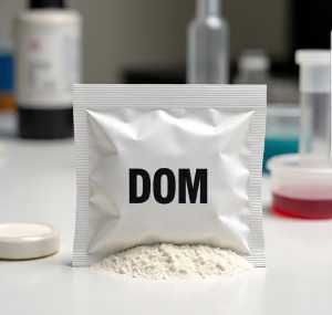 Buy Pure DOM Canada – 99.9% high-purity DOM HCl crystal in sealed ChemLabs Canada vial, GC-MS/NMR certificate visible, NOC-compliant lab-tested research chemical for Canadian forensic buyers.