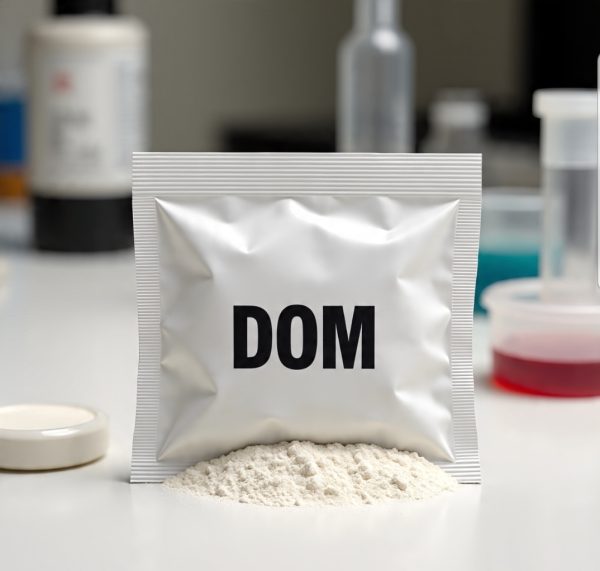 Buy Pure DOM Canada – 99.9% high-purity DOM HCl crystal in sealed ChemLabs Canada vial, GC-MS/NMR certificate visible, NOC-compliant lab-tested research chemical for Canadian forensic buyers.