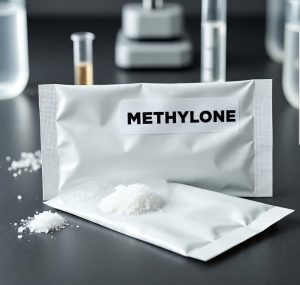 Buy Pure Methylone Canada – 99.9% high-purity methylone HCl crystal in sealed ChemLabs Canada vial, GC-MS/NMR certificate visible, NOC-compliant lab-tested research chemical for Canadian forensic buyers.