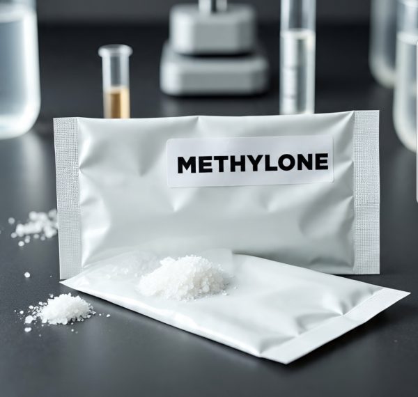 Buy Pure Methylone Canada – 99.9% high-purity methylone HCl crystal in sealed ChemLabs Canada vial, GC-MS/NMR certificate visible, NOC-compliant lab-tested research chemical for Canadian forensic buyers.