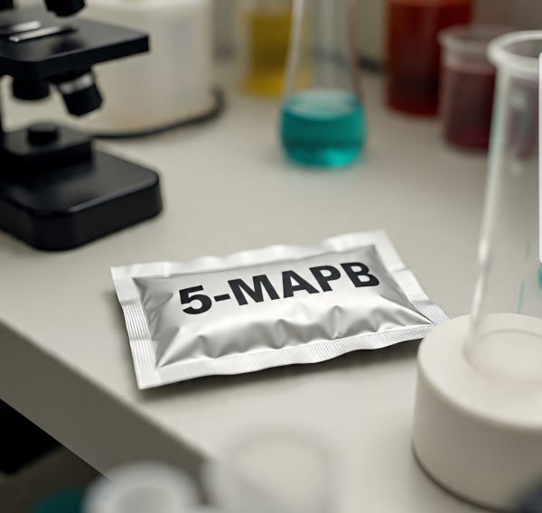 Buy Pure 5-MAPB Canada – 99.9% high-purity 5-MAPB HCl crystal in sealed ChemLabs Canada vial, GC-MS/NMR certificate visible, NOC-compliant lab-tested research chemical for Canadian forensic buyers.