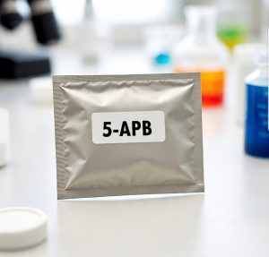 Buy Pure 5-APB Canada – 99.9% high-purity 5-APB HCl crystal in sealed ChemLabs Canada vial, GC-MS/NMR certificate visible, NOC-compliant lab-tested research chemical for Canadian forensic buyers.