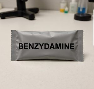 Buy Pure Benzydamine Canada – 99.9% pharmaceutical-grade benzydamine HCl powder in sealed ChemLabs Canada vial, HPLC/UV certificate visible, lab-tested research chemical for Canadian buyers.