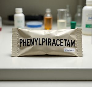 Buy Pure Phenylpiracetam Canada – 99.9% high-purity phenylpiracetam hydrate powder in sealed ChemLabs Canada vial, LC-MS/NMR certificate visible, lab-tested research chemical for Canadian buyers.