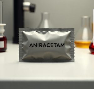 Buy Pure Aniracetam Canada – 99.9% high-purity aniracetam powder in sealed ChemLabs Canada vial, LC-MS/NMR certificate visible, lab-tested research chemical for Canadian buyers.