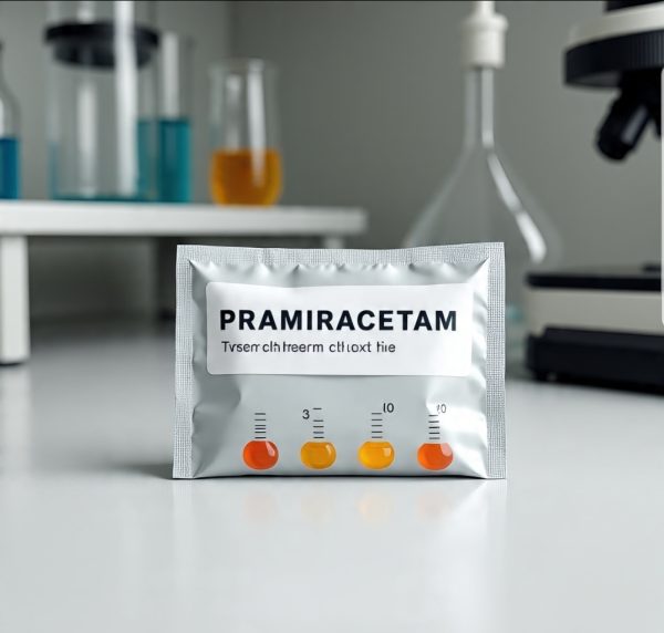 Buy Pure Pramiracetam Canada – 99.9% high-purity pramiracetam sulfate powder in sealed ChemLabs Canada vial, LC-MS/NMR certificate visible, lab-tested research chemical for Canadian buyers.